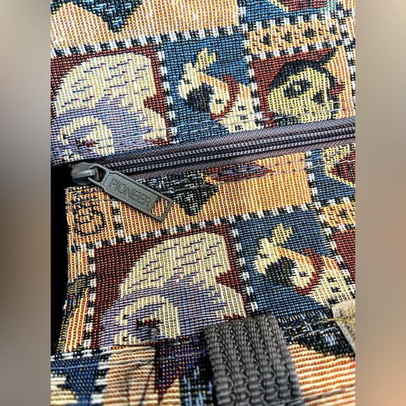 Faithful Companion Pioneer Express Canvas Rolling Shopping Bag with Dogs Vintage - Picture 12 of 16